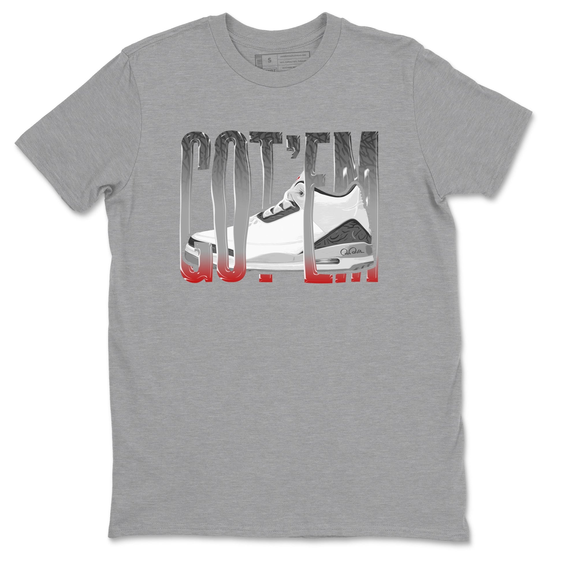3s Cement Grey shirts to match jordans Wiggling Gotem sneaker match tees Air Jordan 3 Cement Grey SNRT Sneaker Release Tees unisex cotton Heather Grey 2 crew neck shirts