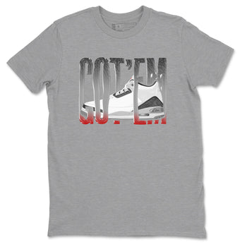 3s Cement Grey shirts to match jordans Wiggling Gotem sneaker match tees Air Jordan 3 Cement Grey SNRT Sneaker Release Tees unisex cotton Heather Grey 2 crew neck shirts
