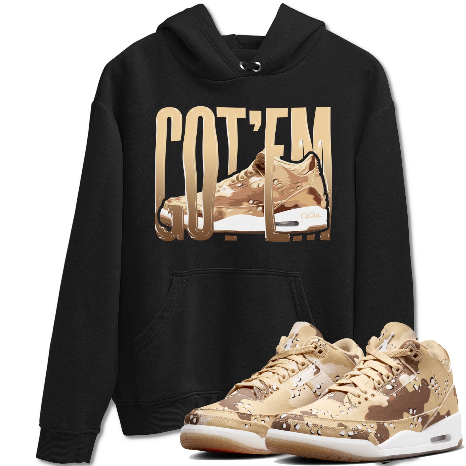AJ3 Desert Camo shirts to match jordans Wiggling Gotem sneaker match tees Air Jordan 3 Desert Camo SNRT Sneaker Tees streetwear brand Black 1 unisex cotton tee