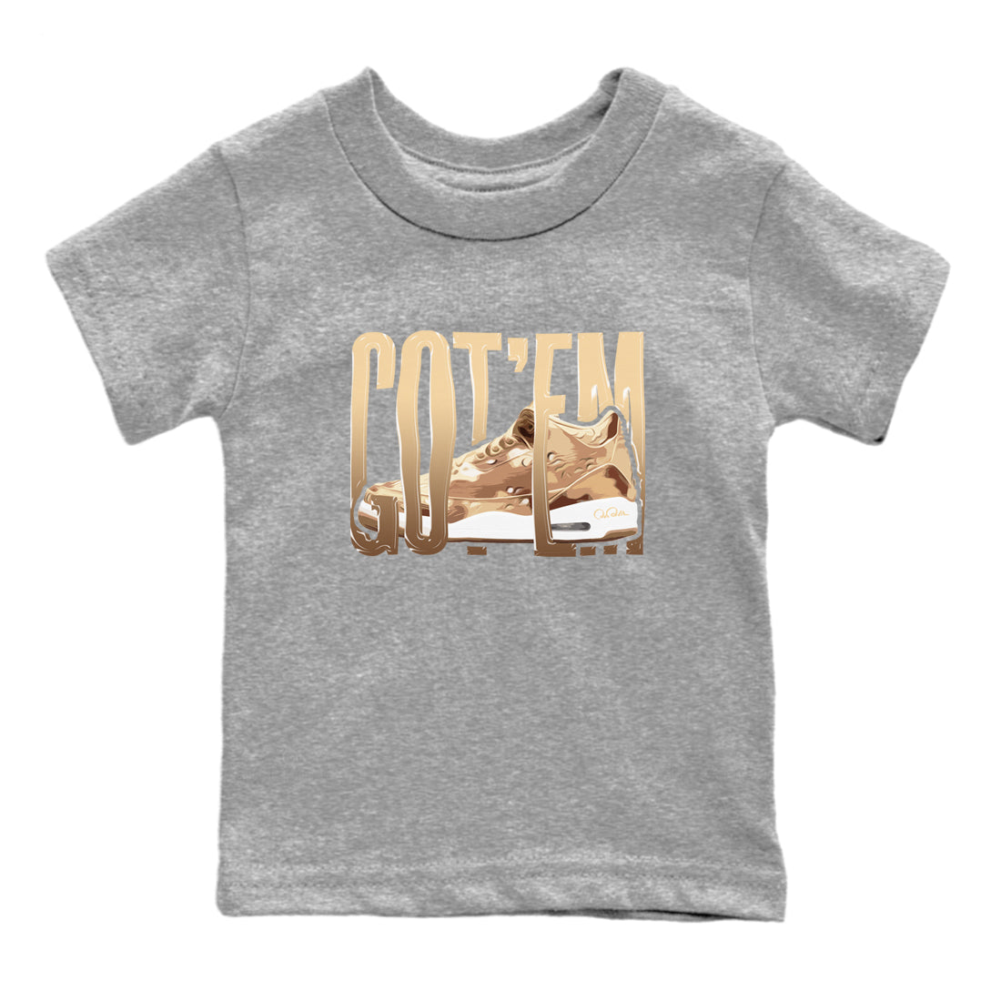 AJ3 Desert Camo shirts to match jordans Wiggling Gotem sneaker match tees Air Jordan 3 Desert Camo SNRT Sneaker Tees streetwear brand Baby and Youth Heather Grey 2 cotton tee