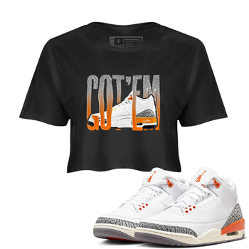 3s Georgia Peach shirt to match jordans Wiggling Gotem sneaker tees Air Jordan 3 Georgia Peach SNRT Sneaker Release Tees Black 1 crop length shirt