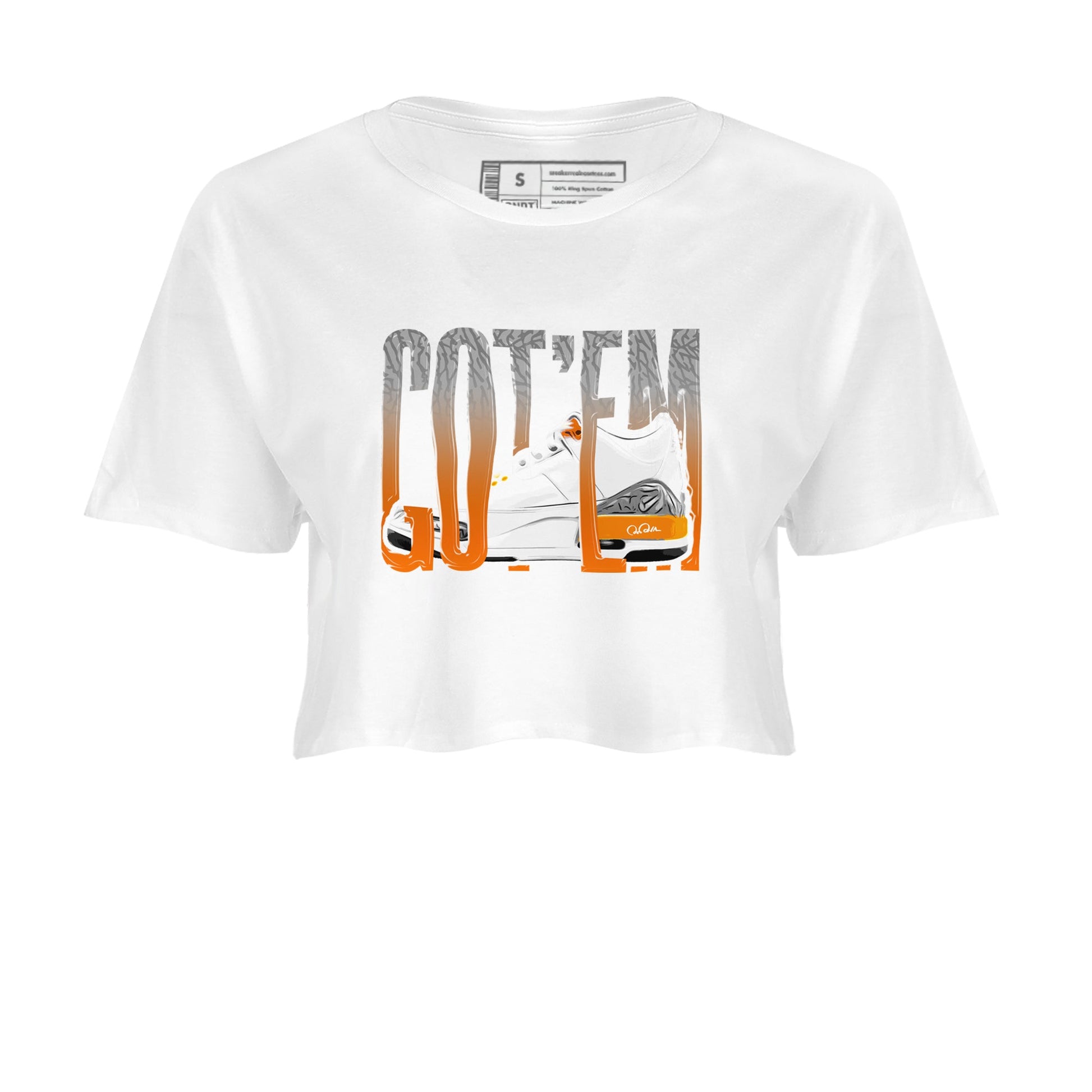 3s Georgia Peach shirt to match jordans Wiggling Gotem sneaker tees Air Jordan 3 Georgia Peach SNRT Sneaker Release Tees White 2 crop length shirt
