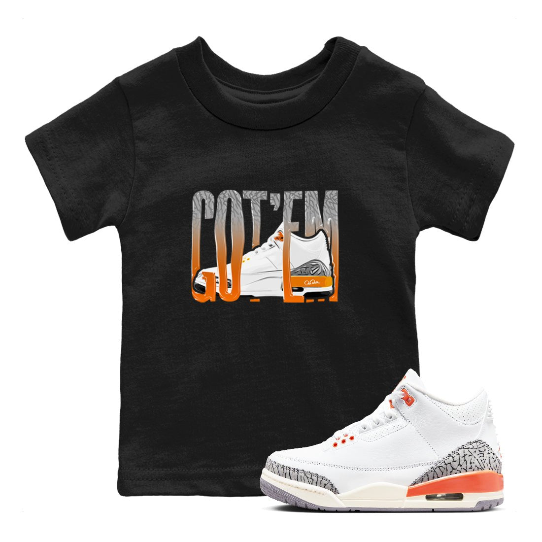 3s Georgia Peach shirt to match jordans Wiggling Gotem sneaker tees Air Jordan 3 Georgia Peach SNRT sneaker release tees baby toddler Black 1 cotton Shirt