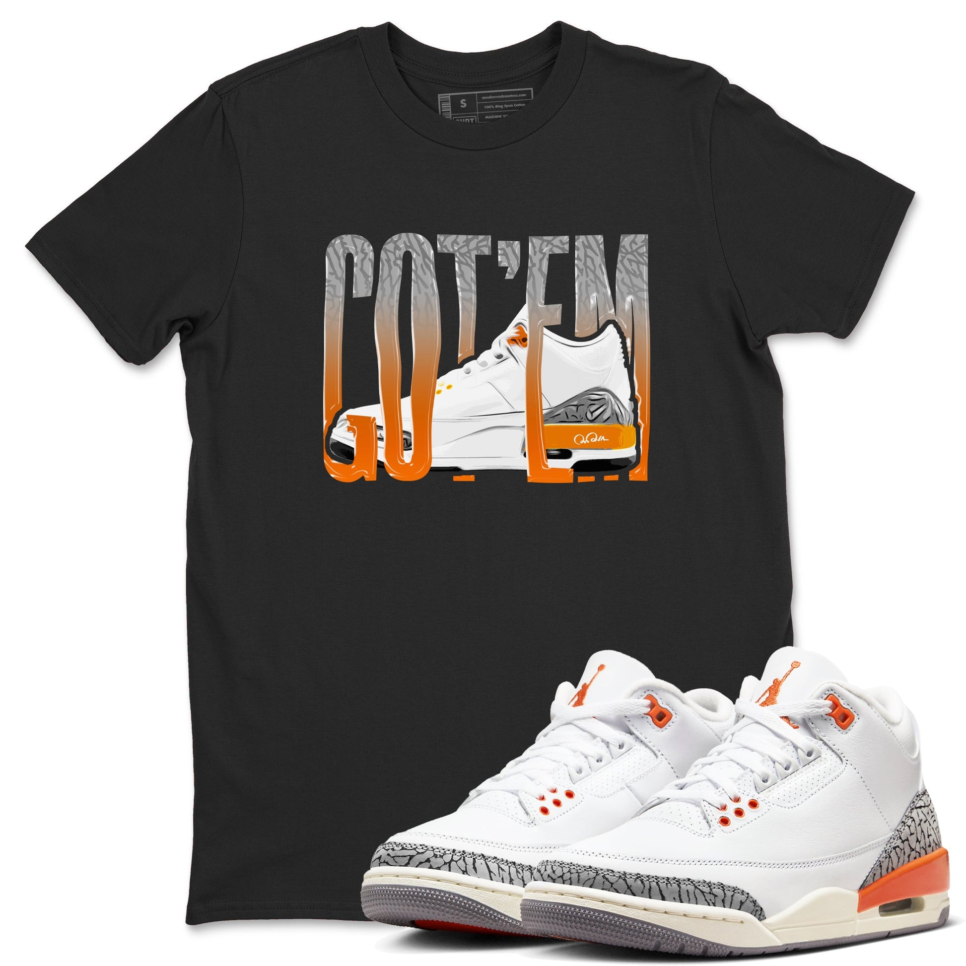 3s Georgia Peach shirt to match jordans Wiggling Gotem sneaker tees Air Jordan 3 Georgia Peach SNRT Sneaker Release Tees unisex cotton Black 1 crew neck shirt