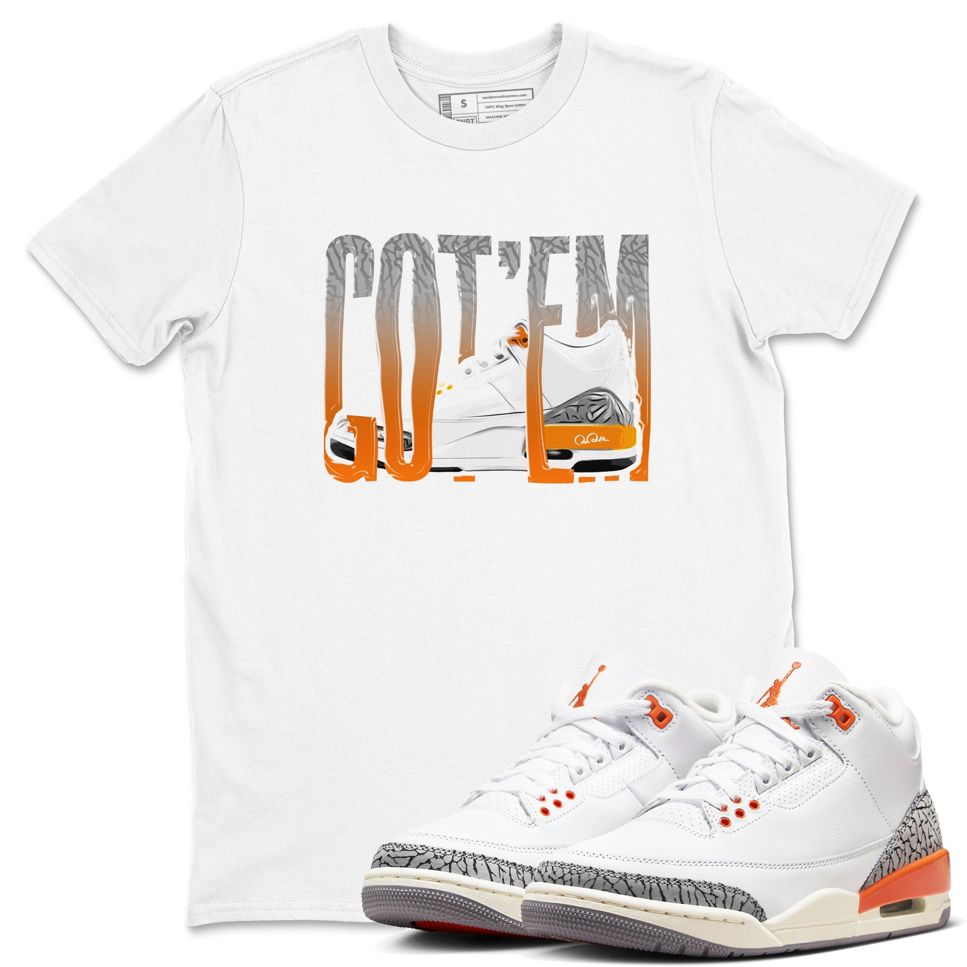 3s Georgia Peach shirt to match jordans Wiggling Gotem sneaker tees Air Jordan 3 Georgia Peach SNRT Sneaker Release Tees unisex cotton White 1 crew neck shirt