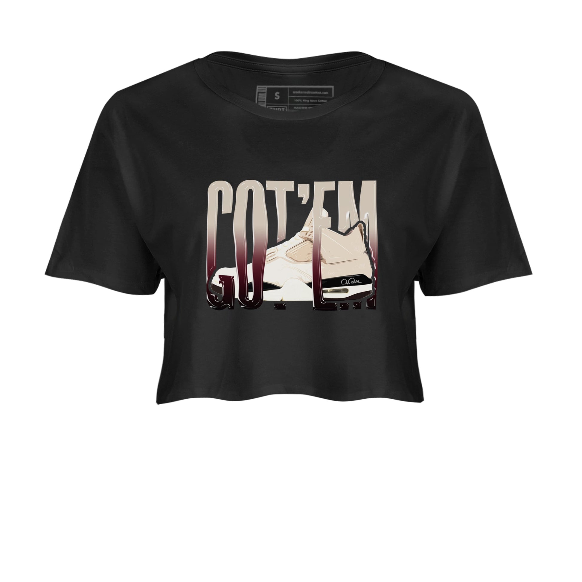 4s A Ma Maniere x Fossil Stone shirts to match jordans Wiggling Gotem sneaker match tees Air Jordan 4 A Ma Maniere x Fossil Stone match shoes to clothes SNRT Sneaker Tees unisex cotton Black 2 crop tee