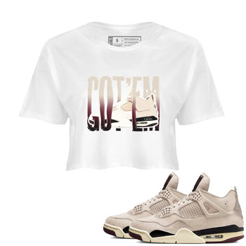 4s A Ma Maniere x Fossil Stone shirts to match jordans Wiggling Gotem sneaker match tees Air Jordan 4 A Ma Maniere x Fossil Stone match shoes to clothes SNRT Sneaker Tees unisex cotton White 1 crop tee