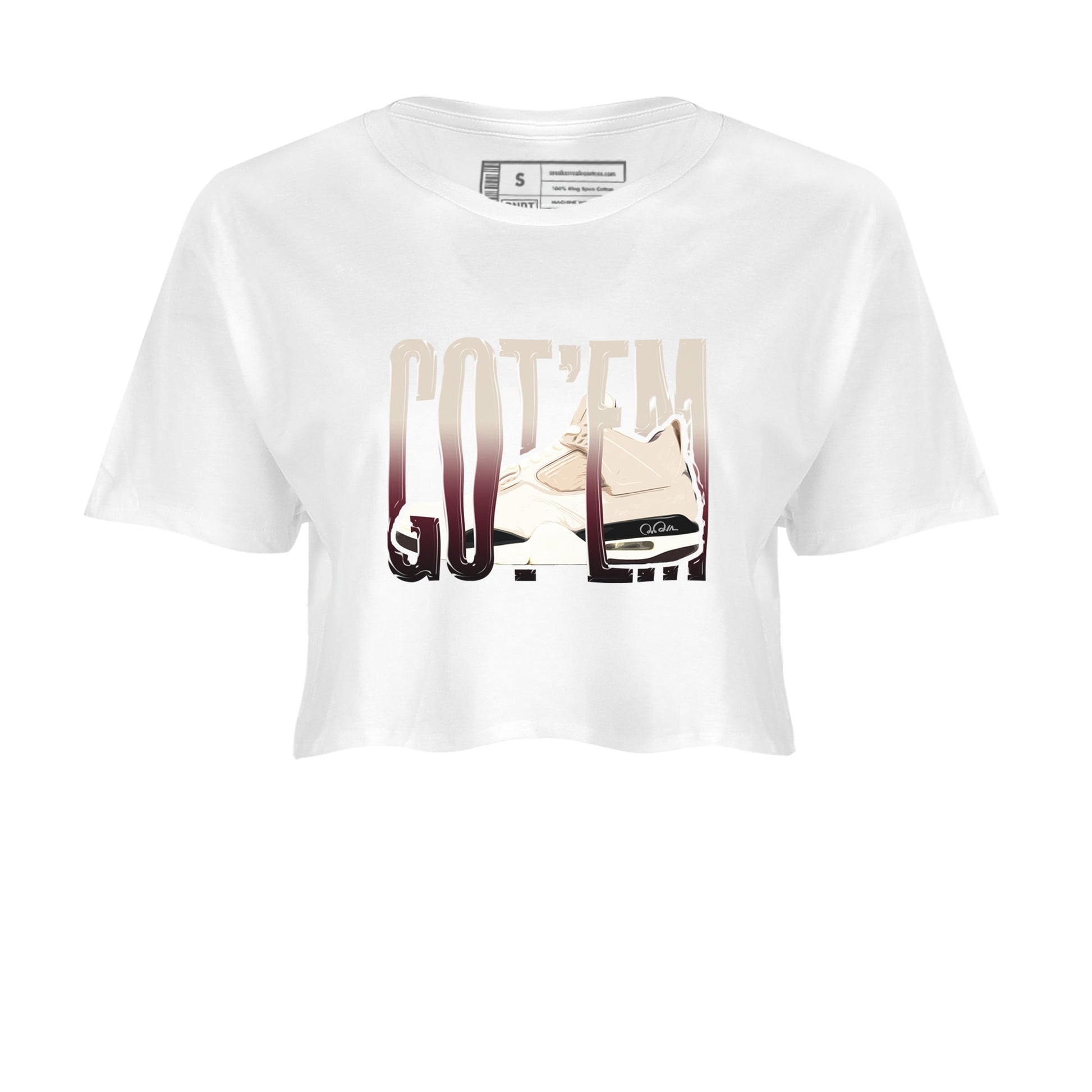 4s A Ma Maniere x Fossil Stone shirts to match jordans Wiggling Gotem sneaker match tees Air Jordan 4 A Ma Maniere x Fossil Stone match shoes to clothes SNRT Sneaker Tees unisex cotton White 2 crop tee
