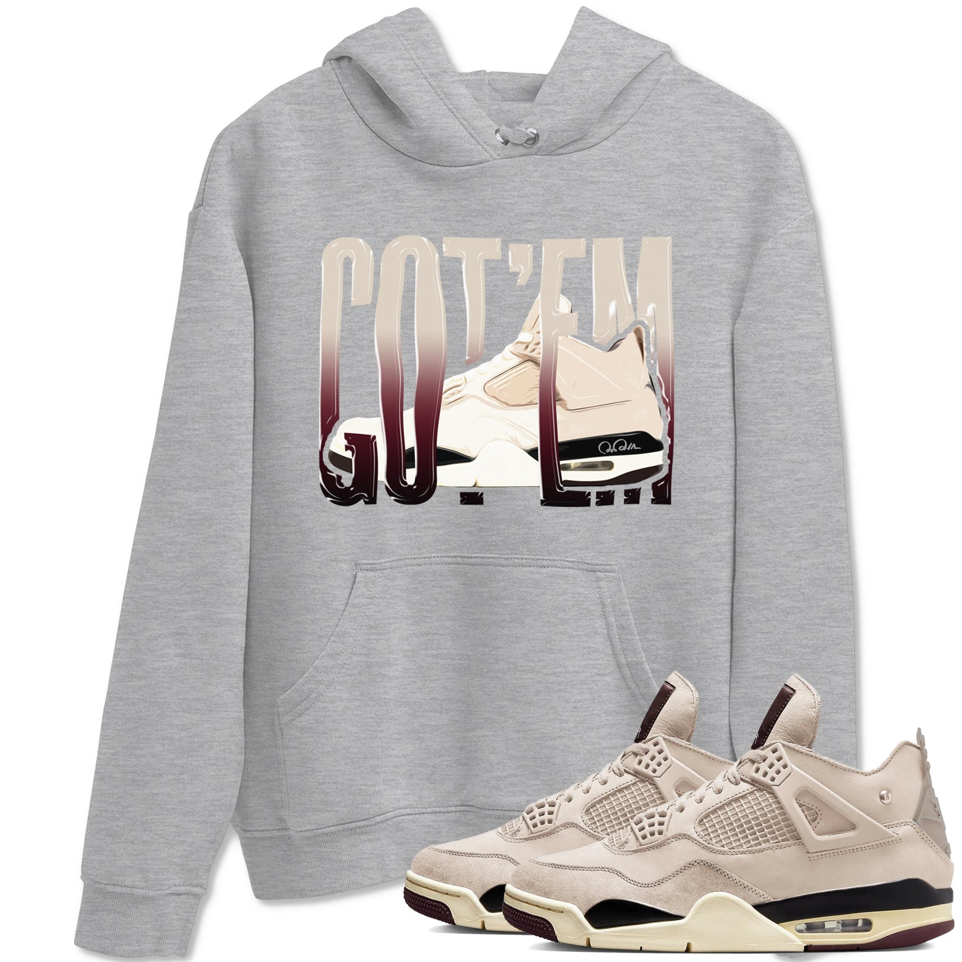 4s A Ma Maniere x Fossil Stone shirts to match jordans Wiggling Gotem sneaker match tees Air Jordan 4 A Ma Maniere x Fossil Stone match shoes to clothes SNRT Sneaker Tees unisex cotton Heather Grey 1 shirts