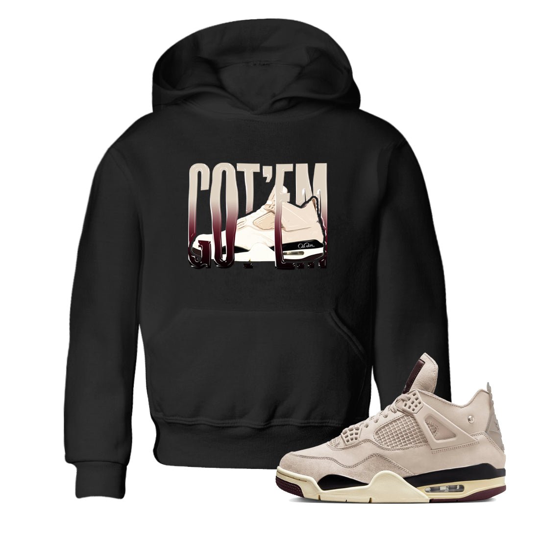 4s A Ma Maniere x Fossil Stone shirts to match jordans Wiggling Gotem sneaker match tees Air Jordan 4 A Ma Maniere x Fossil Stone match shoes to clothes SNRT Sneaker Tees Youth Baby Black 1 tee
