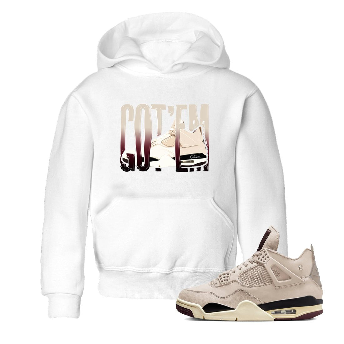 4s A Ma Maniere x Fossil Stone shirts to match jordans Wiggling Gotem sneaker match tees Air Jordan 4 A Ma Maniere x Fossil Stone match shoes to clothes SNRT Sneaker Tees Youth Baby White 1 tee