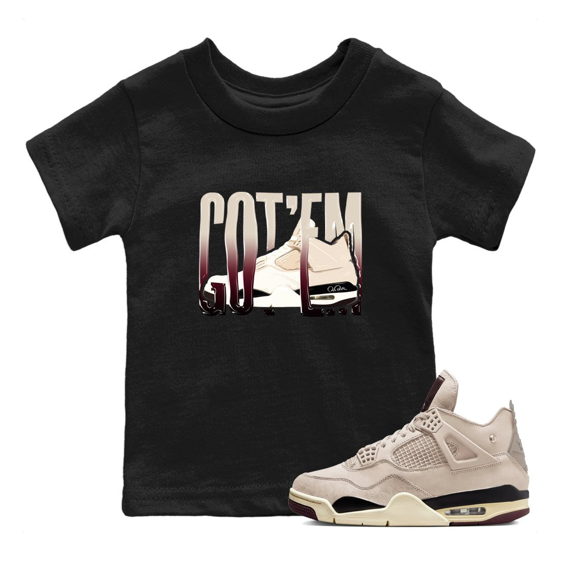 4s A Ma Maniere x Fossil Stone shirts to match jordans Wiggling Gotem sneaker match tees Air Jordan 4 A Ma Maniere x Fossil Stone match shoes to clothes SNRT Sneaker Tees Youth Baby Black 1 tee