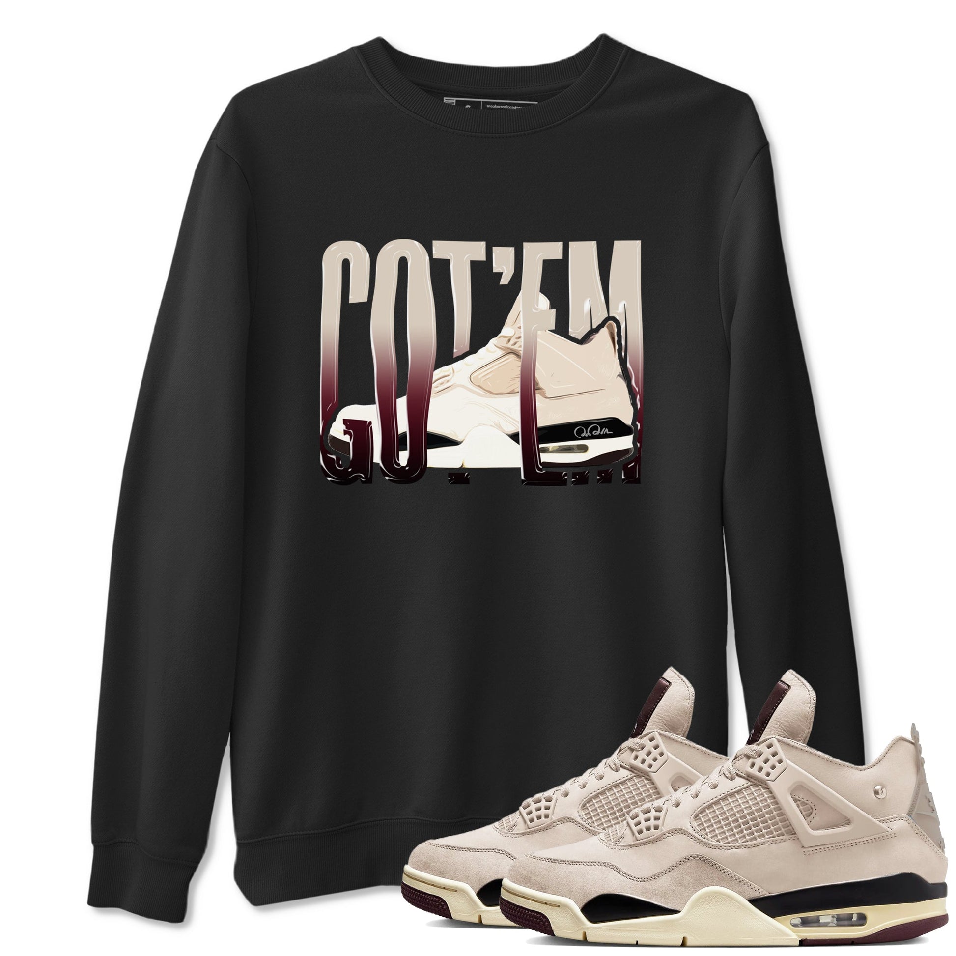4s A Ma Maniere x Fossil Stone shirts to match jordans Wiggling Gotem sneaker match tees Air Jordan 4 A Ma Maniere x Fossil Stone match shoes to clothes SNRT Sneaker Tees unisex cotton Black 1 shirts