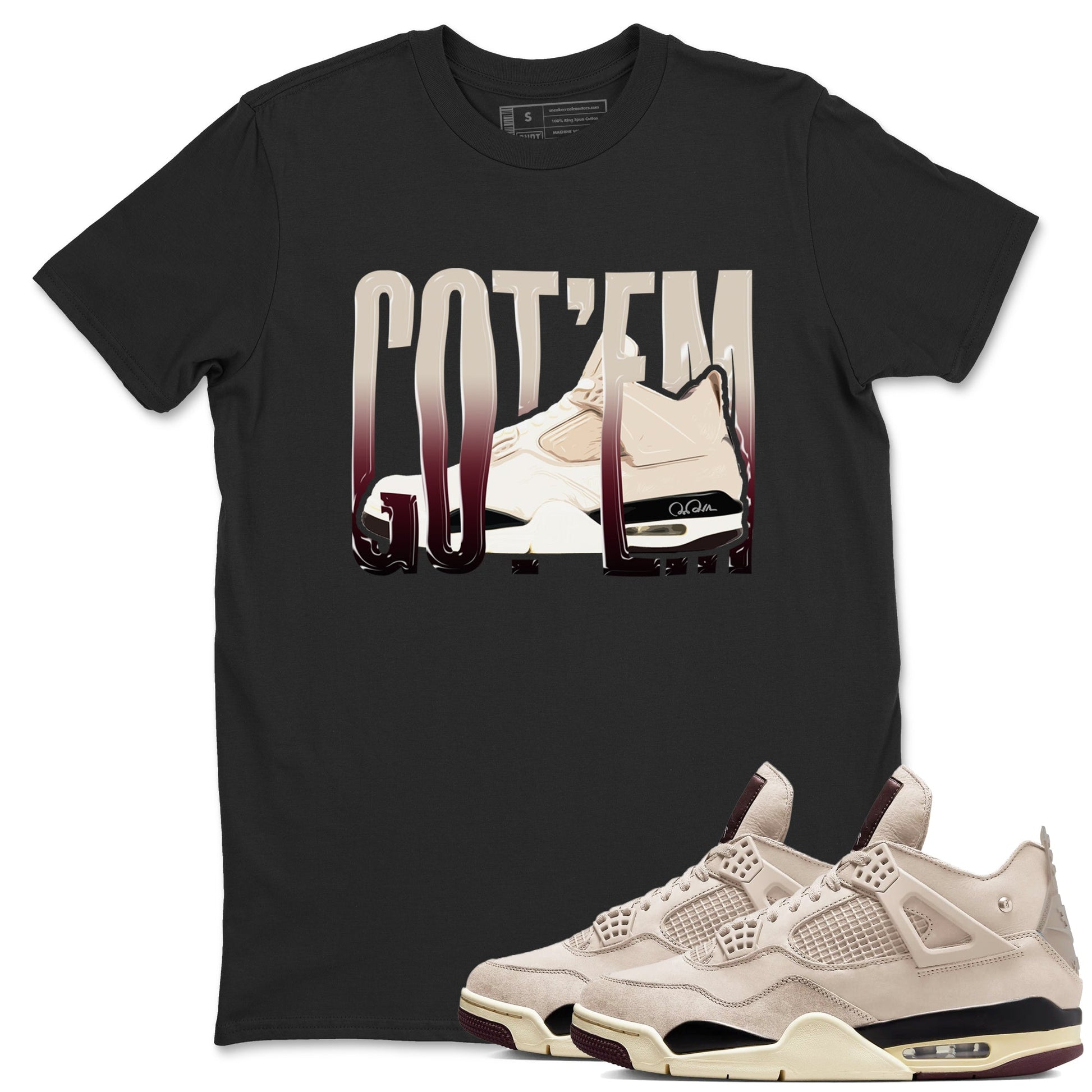 4s A Ma Maniere x Fossil Stone shirts to match jordans Wiggling Gotem sneaker match tees Air Jordan 4 A Ma Maniere x Fossil Stone match shoes to clothes SNRT Sneaker Tees unisex cotton Black 1 shirts
