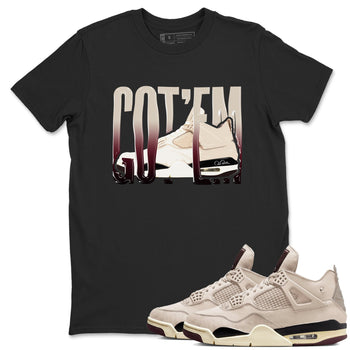 4s A Ma Maniere x Fossil Stone shirts to match jordans Wiggling Gotem sneaker match tees Air Jordan 4 A Ma Maniere x Fossil Stone match shoes to clothes SNRT Sneaker Tees unisex cotton Black 1 shirts