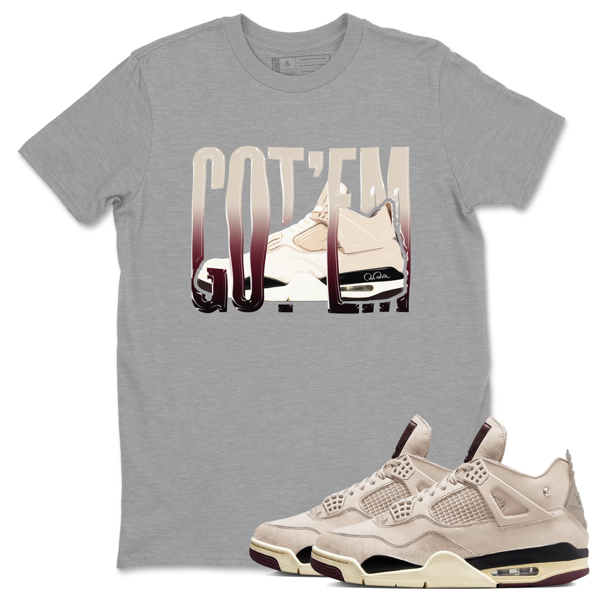 4s A Ma Maniere x Fossil Stone shirts to match jordans Wiggling Gotem sneaker match tees Air Jordan 4 A Ma Maniere x Fossil Stone match shoes to clothes SNRT Sneaker Tees unisex cotton Heather Grey 1 shirts