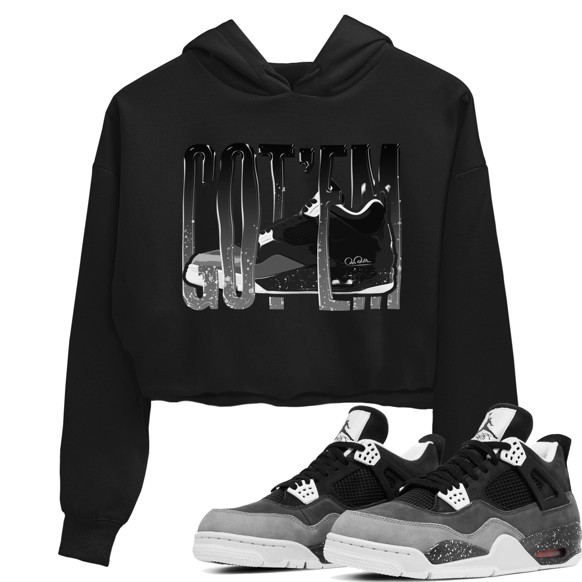 4s Fear shirts to match jordans Wiggling Gotem sneaker match tees Air Jordan 4 Fear match shoes to clothes SNRT Sneaker Tees unisex cotton Black 1 crop tee