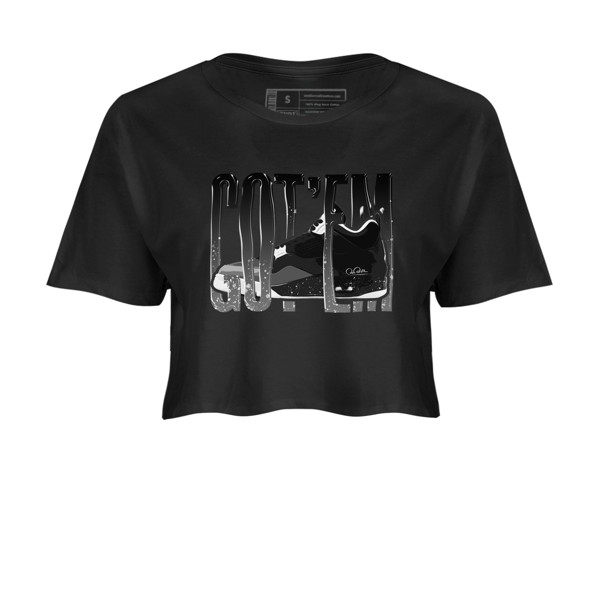 4s Fear shirts to match jordans Wiggling Gotem sneaker match tees Air Jordan 4 Fear match shoes to clothes SNRT Sneaker Tees unisex cotton Black 2 crop tee