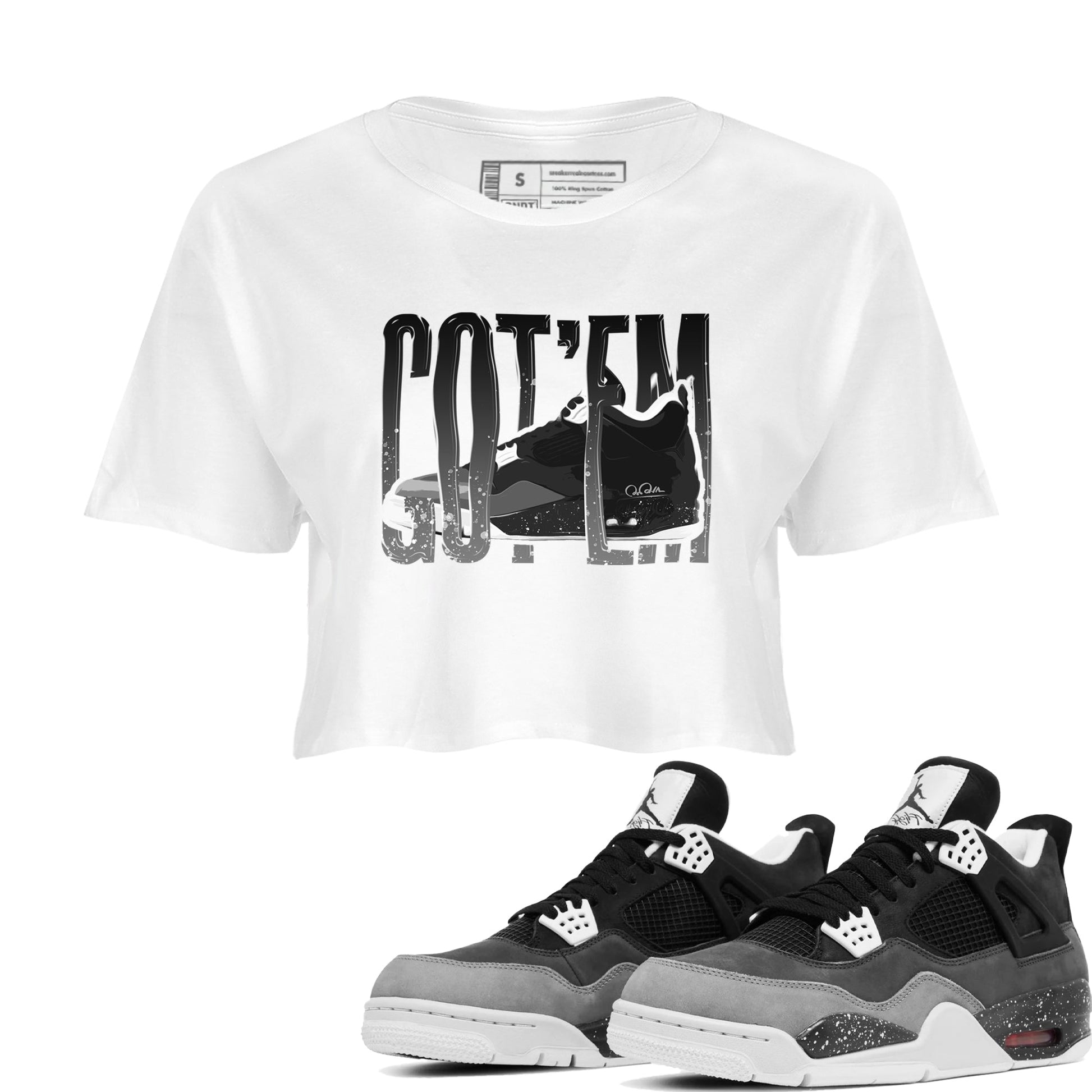 4s Fear shirts to match jordans Wiggling Gotem sneaker match tees Air Jordan 4 Fear match shoes to clothes SNRT Sneaker Tees unisex cotton White 1 crop tee