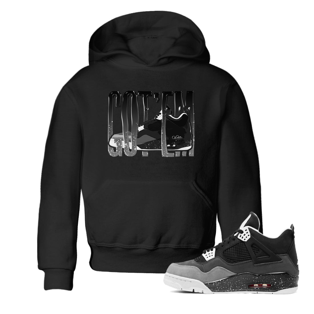 4s Fear shirts to match jordans Wiggling Gotem sneaker match tees Air Jordan 4 Fear match shoes to clothes SNRT Sneaker Tees Youth Baby Black 1 tee