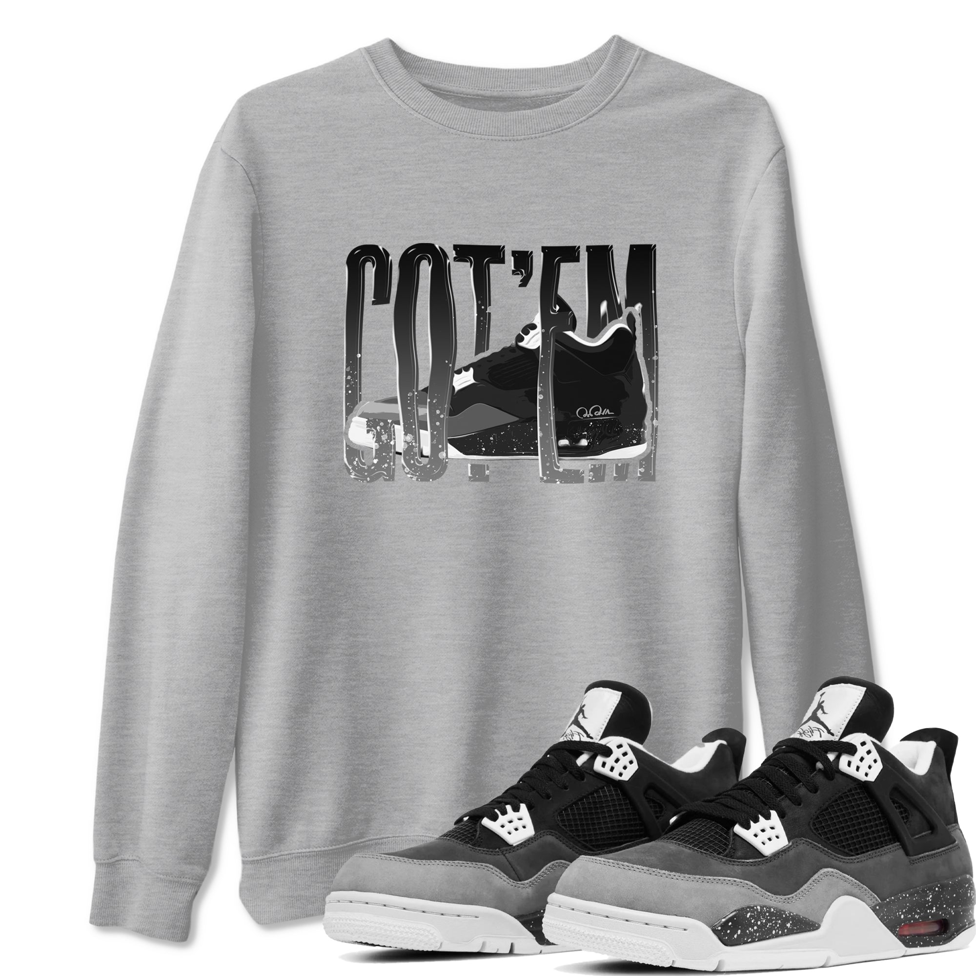 4s Fear shirts to match jordans Wiggling Gotem sneaker match tees Air Jordan 4 Fear match shoes to clothes SNRT Sneaker Tees unisex cotton Heather Grey 1 shirts