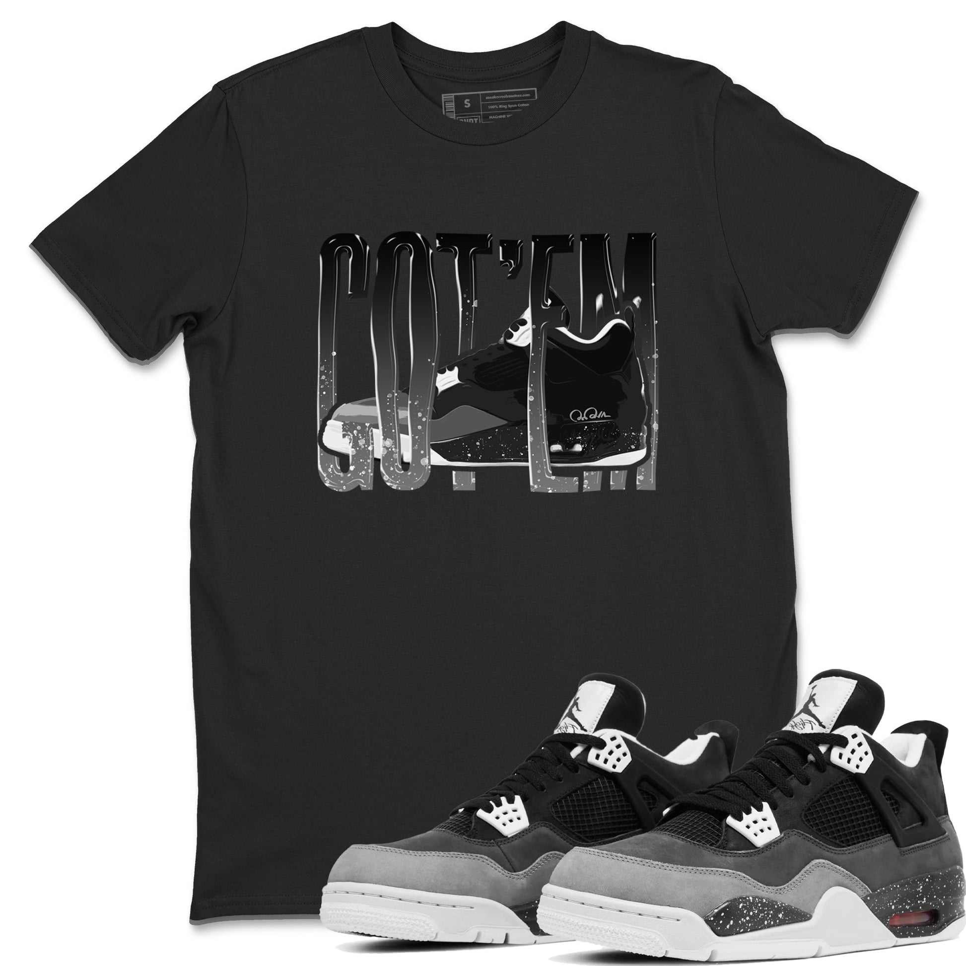 4s Fear shirts to match jordans Wiggling Gotem sneaker match tees Air Jordan 4 Fear match shoes to clothes SNRT Sneaker Tees unisex cotton Black 1 shirts