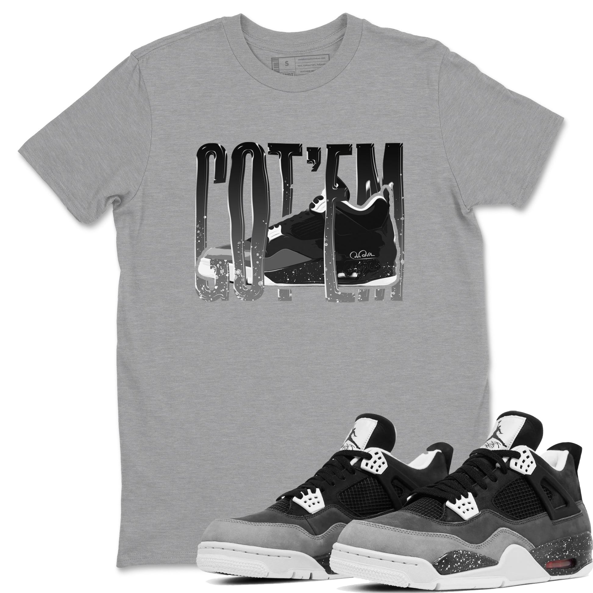 4s Fear shirts to match jordans Wiggling Gotem sneaker match tees Air Jordan 4 Fear match shoes to clothes SNRT Sneaker Tees unisex cotton Heather Grey 1 shirts