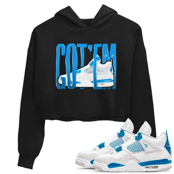 AJ4 Military Blue shirt to match jordans Wiggling Gotem sneaker tees Air Jordan 4 Military Blue SNRT Sneaker Release Tees Black 1 crop length shirt