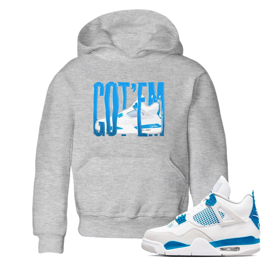 AJ4 Military Blue shirt to match jordans Wiggling Gotem sneaker tees Air Jordan 4 Military Blue SNRT sneaker release tees baby toddler Heather Grey 1 cotton Shirt