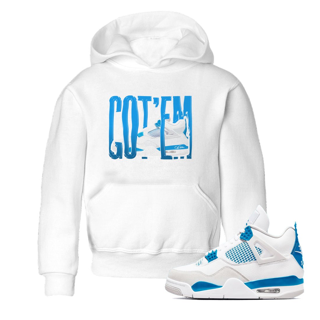 AJ4 Military Blue shirt to match jordans Wiggling Gotem sneaker tees Air Jordan 4 Military Blue SNRT sneaker release tees baby toddler White 1 cotton Shirt