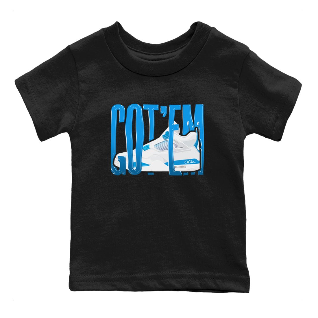 AJ4 Military Blue shirt to match jordans Wiggling Gotem sneaker tees Air Jordan 4 Military Blue SNRT sneaker release tees baby toddler Black 2 cotton Shirt