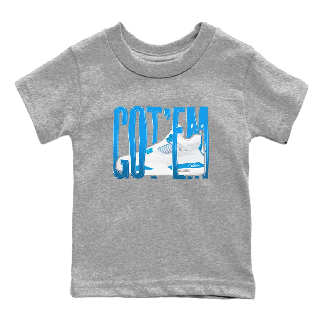 AJ4 Military Blue shirt to match jordans Wiggling Gotem sneaker tees Air Jordan 4 Military Blue SNRT sneaker release tees baby toddler Heather Grey 2 cotton Shirt
