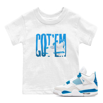 AJ4 Military Blue shirt to match jordans Wiggling Gotem sneaker tees Air Jordan 4 Military Blue SNRT sneaker release tees baby toddler White 1 cotton Shirt