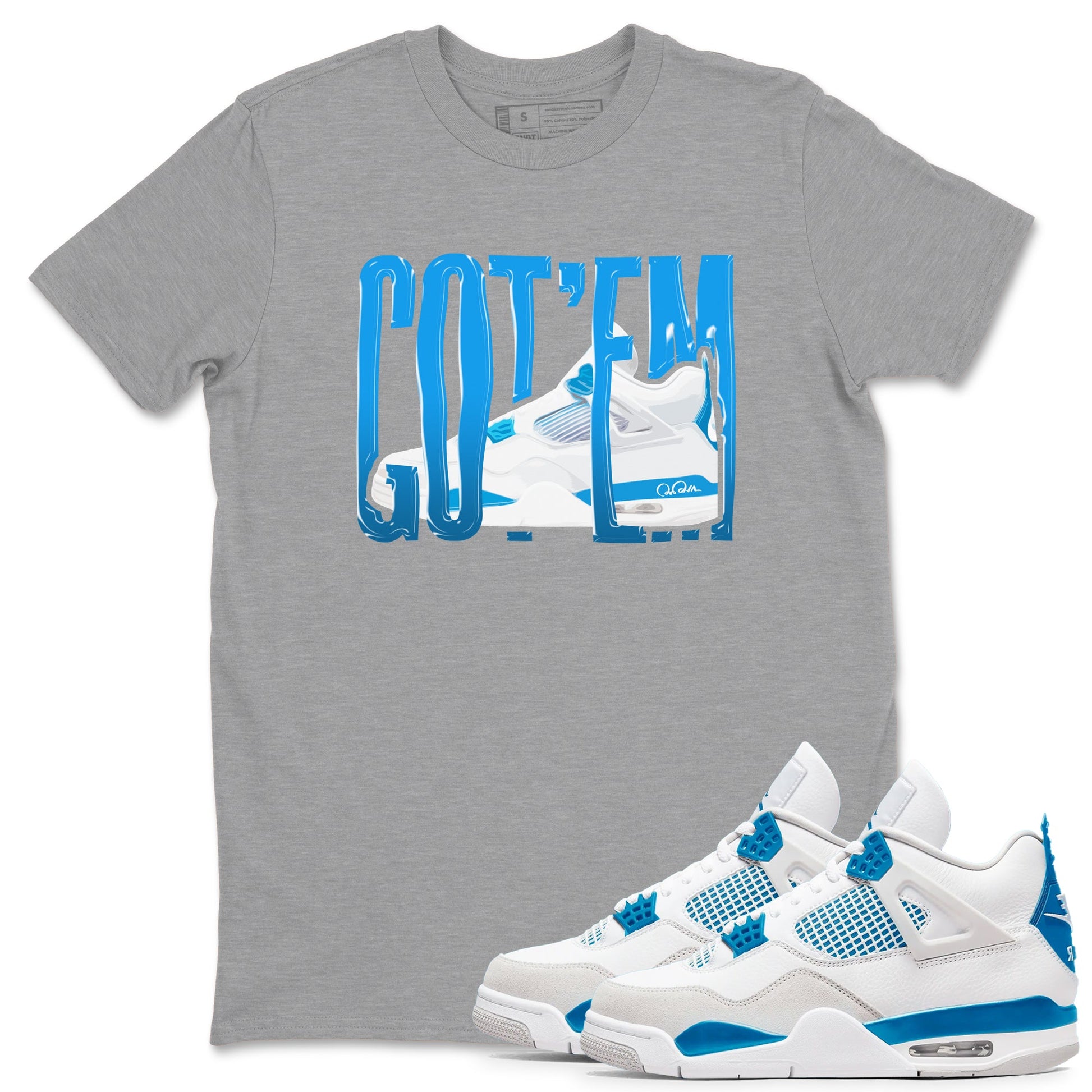 AJ4 Military Blue shirt to match jordans Wiggling Gotem sneaker tees Air Jordan 4 Military Blue SNRT Sneaker Release Tees unisex cotton Heather Grey 1 crew neck shirt