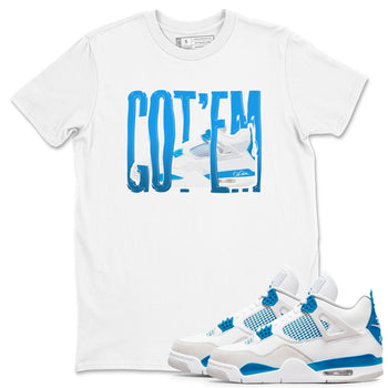 AJ4 Military Blue shirt to match jordans Wiggling Gotem sneaker tees Air Jordan 4 Military Blue SNRT Sneaker Release Tees unisex cotton White 1 crew neck shirt