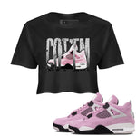 4s Retro Orchid shirts to match jordans Wiggling Gotem sneaker match tees Air Jordan 4 WMNS Orchid match shoes to clothes SNRT Sneaker Tees unisex cotton Black 1 crop tee