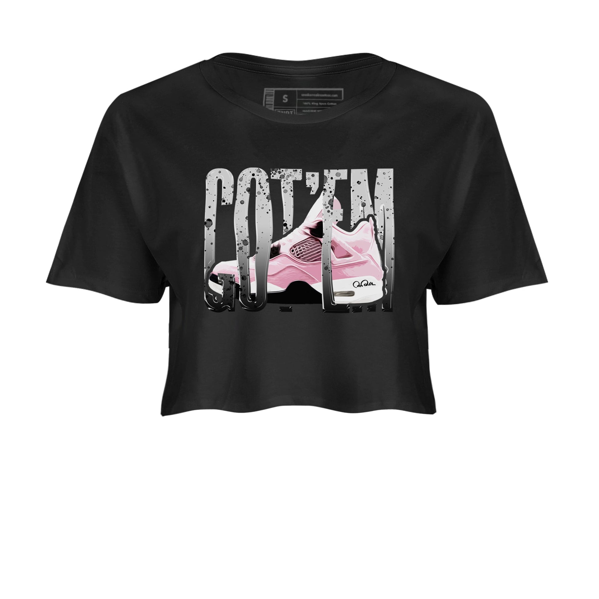 4s Retro Orchid shirts to match jordans Wiggling Gotem sneaker match tees Air Jordan 4 WMNS Orchid match shoes to clothes SNRT Sneaker Tees unisex cotton Black 2 crop tee