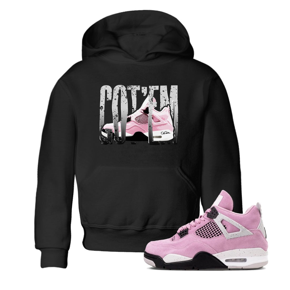 4s Retro Orchid shirts to match jordans Wiggling Gotem sneaker match tees Air Jordan 4 WMNS Orchid match shoes to clothes SNRT Sneaker Tees Youth Baby Black 1 tee
