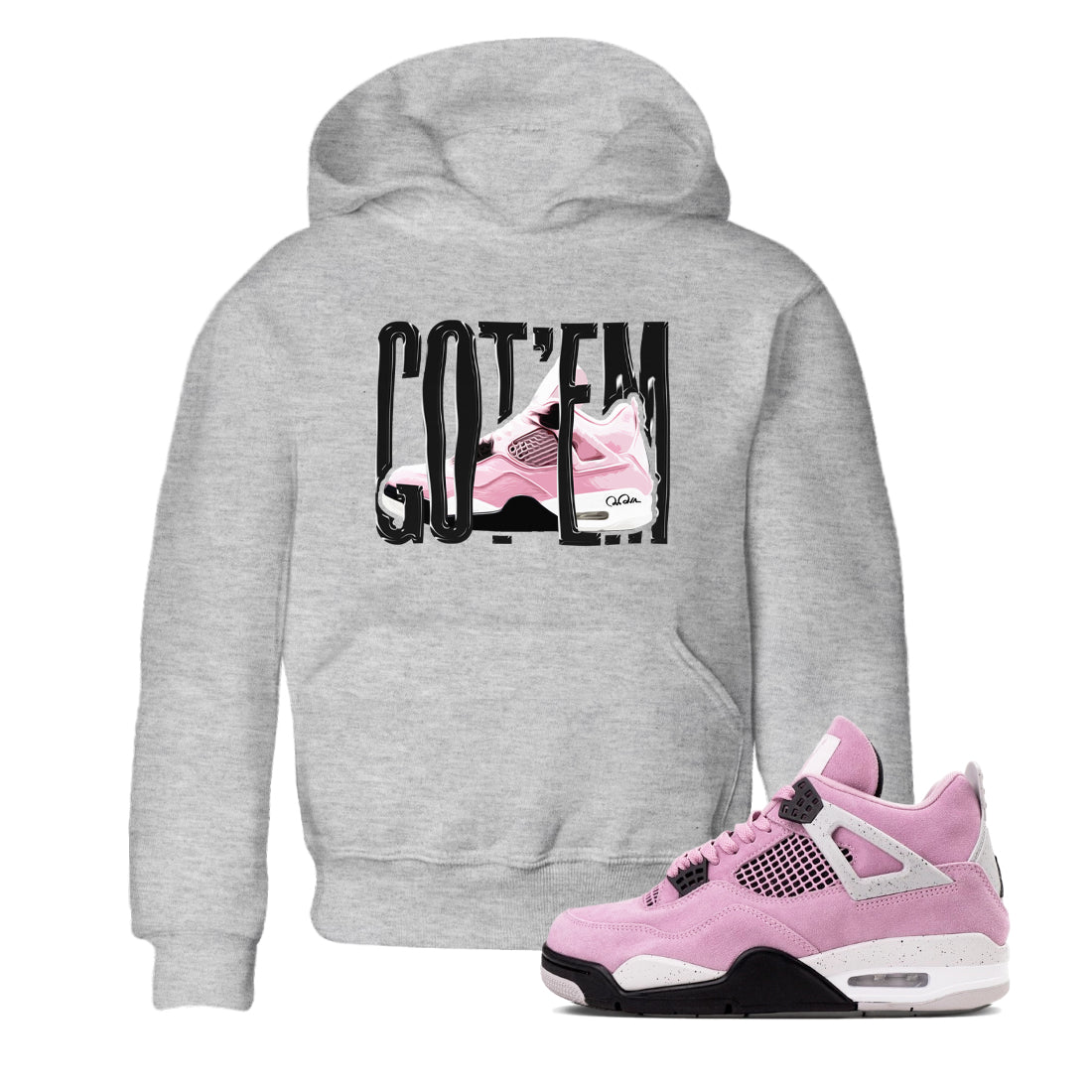 4s Retro Orchid shirts to match jordans Wiggling Gotem sneaker match tees Air Jordan 4 WMNS Orchid match shoes to clothes SNRT Sneaker Tees Youth Baby Heather Grey 1 tee