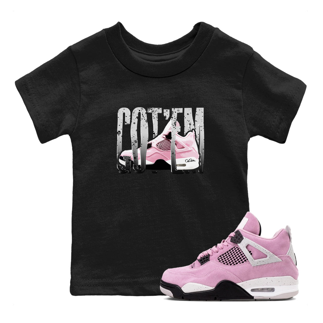 4s Retro Orchid shirts to match jordans Wiggling Gotem sneaker match tees Air Jordan 4 WMNS Orchid match shoes to clothes SNRT Sneaker Tees Youth Baby Black 1 tee