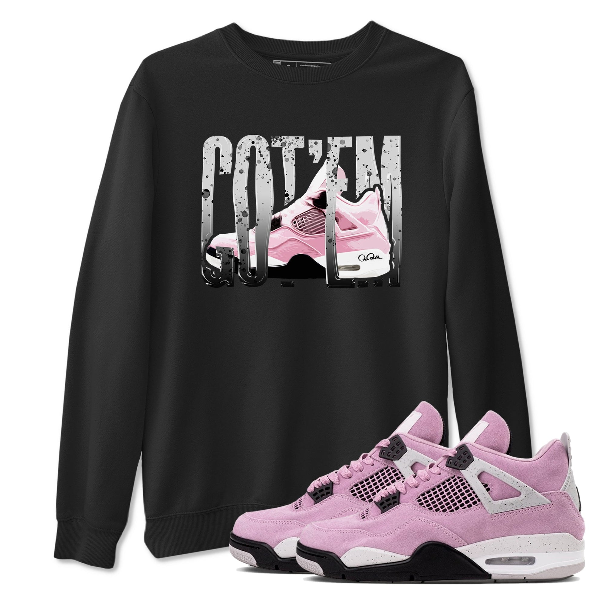 4s Retro Orchid shirts to match jordans Wiggling Gotem sneaker match tees Air Jordan 4 WMNS Orchid match shoes to clothes SNRT Sneaker Tees unisex cotton Black 1 shirts