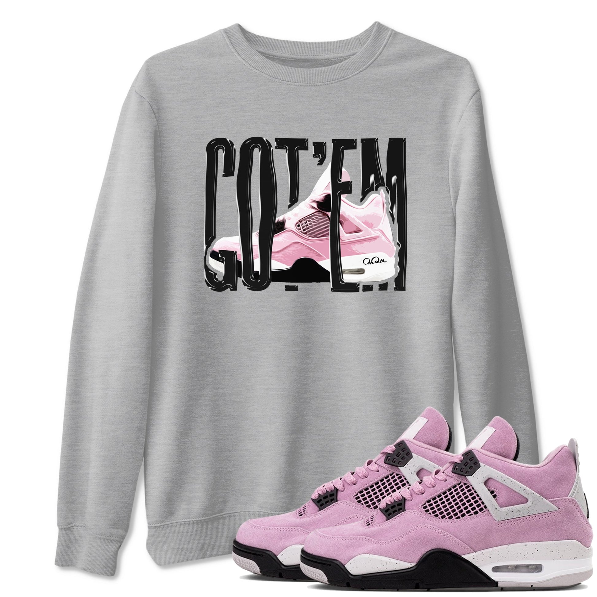 4s Retro Orchid shirts to match jordans Wiggling Gotem sneaker match tees Air Jordan 4 WMNS Orchid match shoes to clothes SNRT Sneaker Tees unisex cotton Heather Grey 1 shirts
