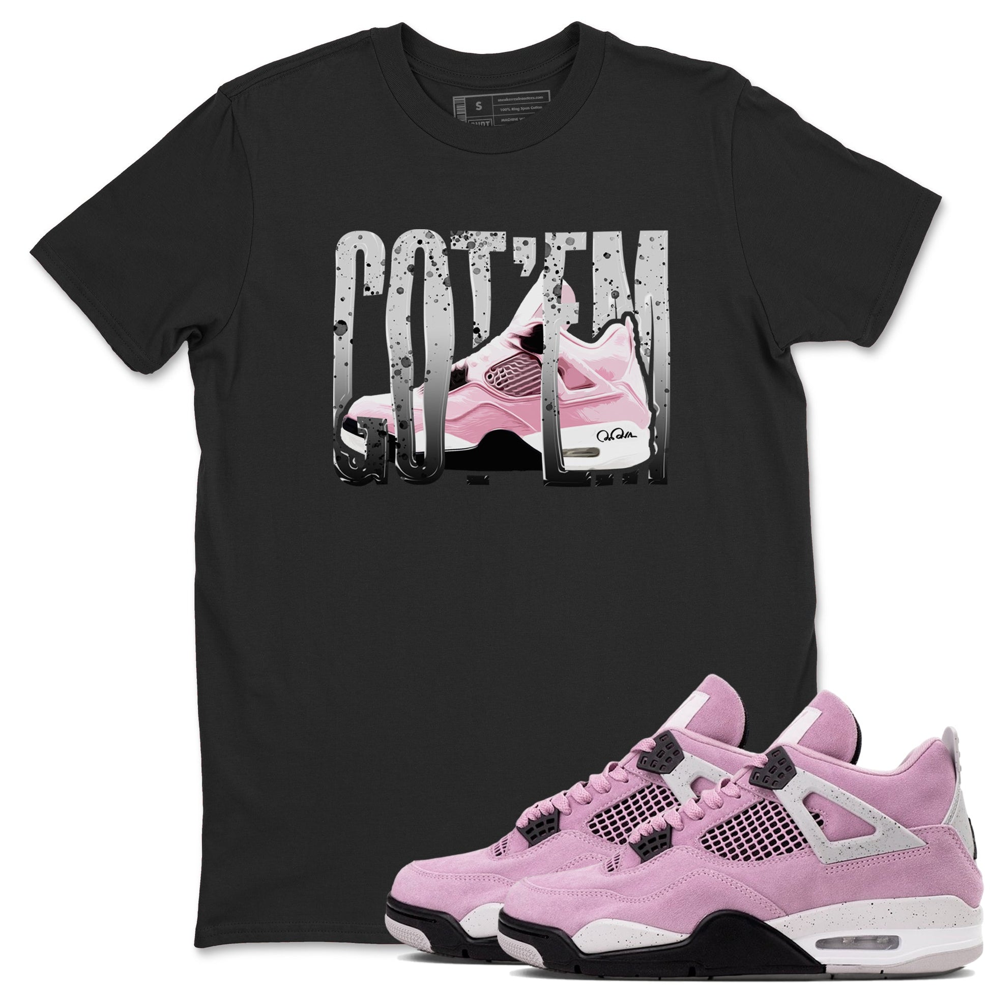 4s Retro Orchid shirts to match jordans Wiggling Gotem sneaker match tees Air Jordan 4 WMNS Orchid match shoes to clothes SNRT Sneaker Tees unisex cotton Black 1 shirts