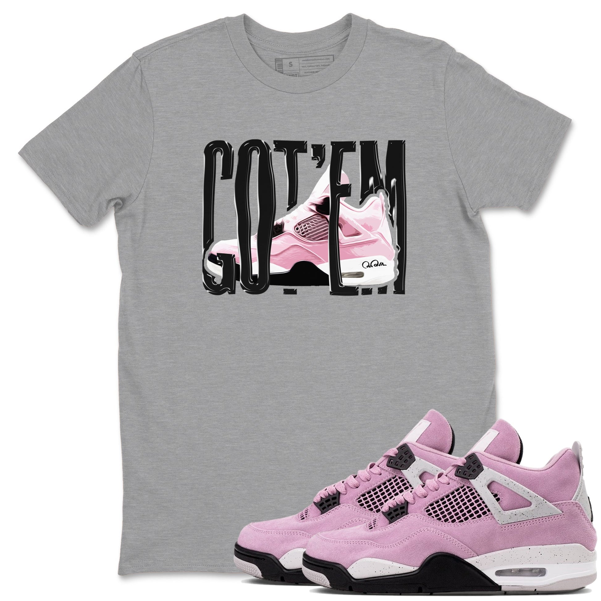 4s Retro Orchid shirts to match jordans Wiggling Gotem sneaker match tees Air Jordan 4 WMNS Orchid match shoes to clothes SNRT Sneaker Tees unisex cotton Heather Grey 1 shirts