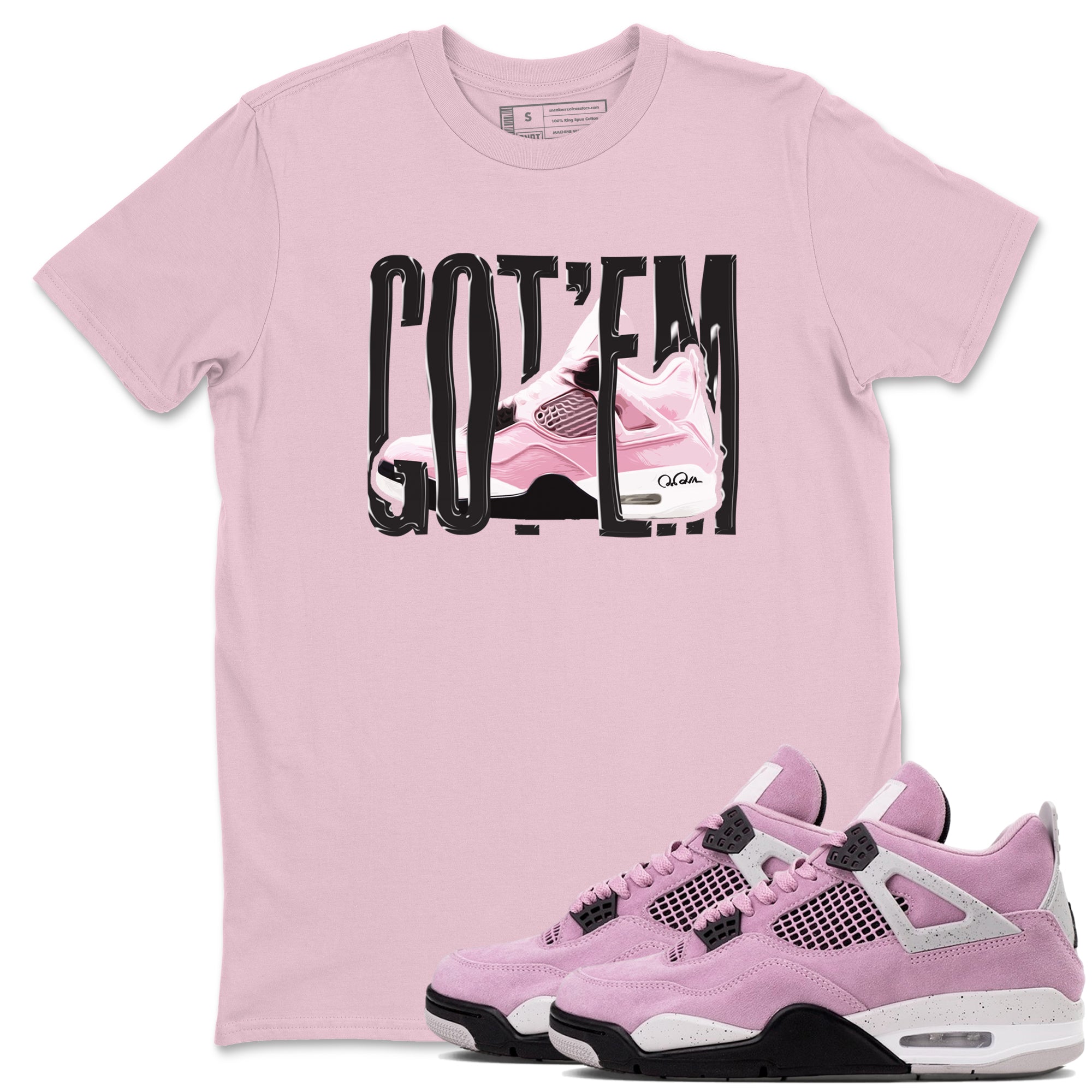 4s Retro Orchid shirts to match jordans Wiggling Gotem sneaker match tees Air Jordan 4 WMNS Orchid match shoes to clothes SNRT Sneaker Tees unisex cotton Pink 1 shirts