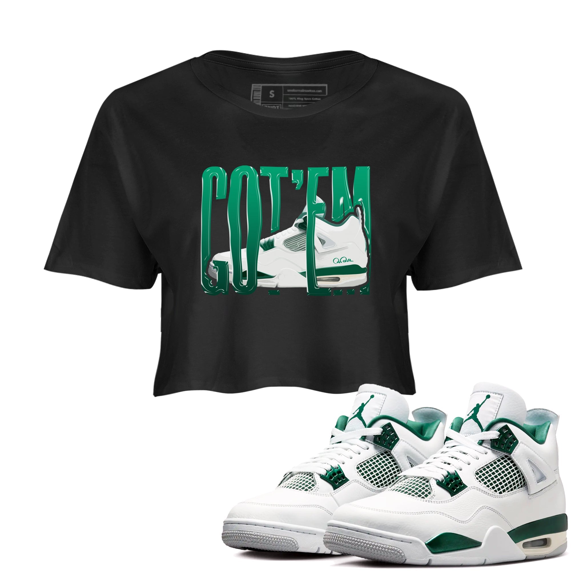 4s Oxidized Green shirts to match jordans Wiggling Gotem sneaker match tees Air Jordan 4 Oxidized Green SNRT Sneaker Tees streetwear brand Black 1 crop tee