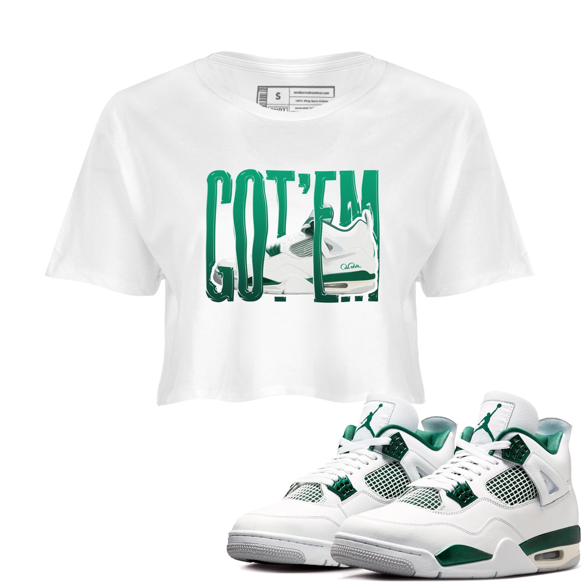 4s Oxidized Green shirts to match jordans Wiggling Gotem sneaker match tees Air Jordan 4 Oxidized Green SNRT Sneaker Tees streetwear brand White 1 crop tee