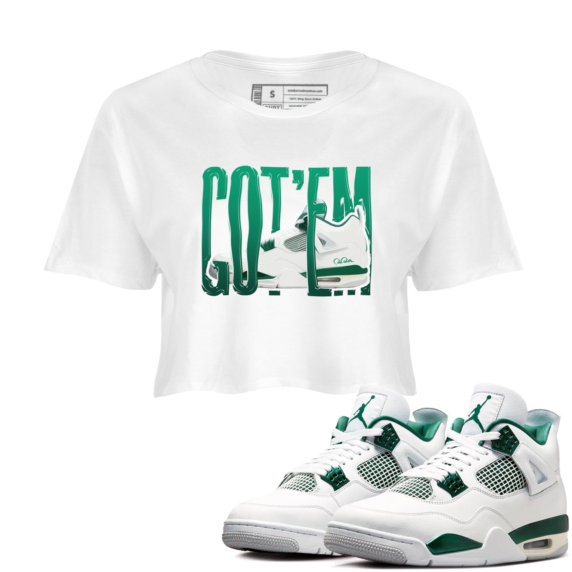 4s Oxidized Green shirts to match jordans Wiggling Gotem sneaker match tees Air Jordan 4 Oxidized Green SNRT Sneaker Tees streetwear brand White 1 crop tee