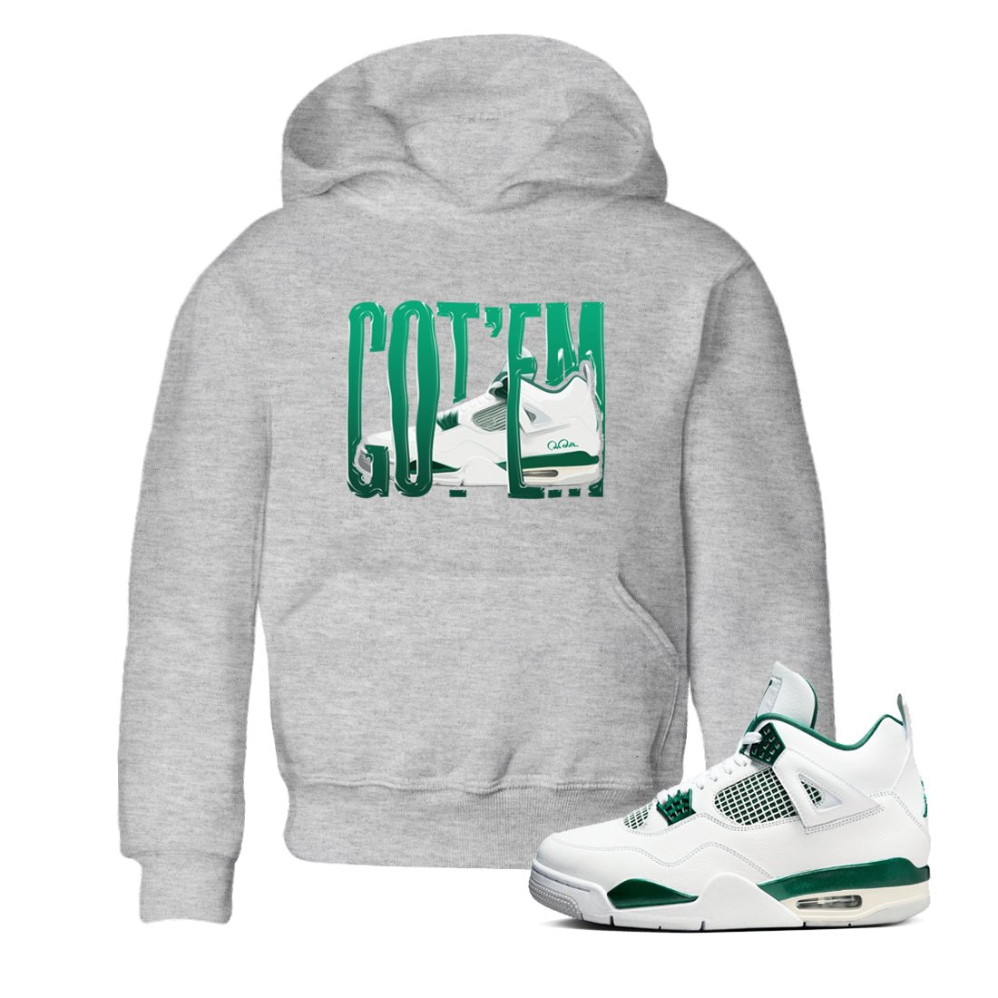 4s Oxidized Green shirts to match jordans Wiggling Gotem sneaker match tees Air Jordan 4 Oxidized Green SNRT Sneaker Tees streetwear brand Baby and Youth Heather Grey 1 cotton tee