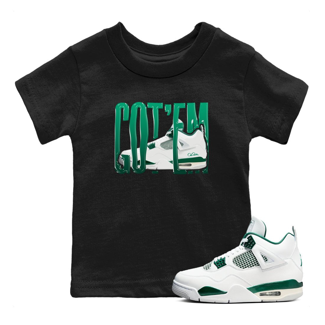 4s Oxidized Green shirts to match jordans Wiggling Gotem sneaker match tees Air Jordan 4 Oxidized Green SNRT Sneaker Tees streetwear brand Baby and Youth Black 1 cotton tee